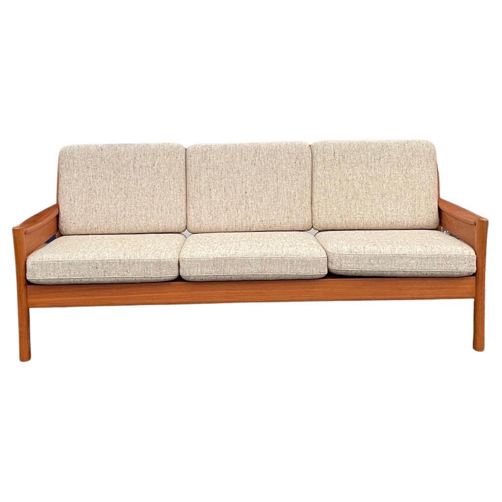 Danish Sofa in Wood and Wool from Dyrlund, 1960s For Sale