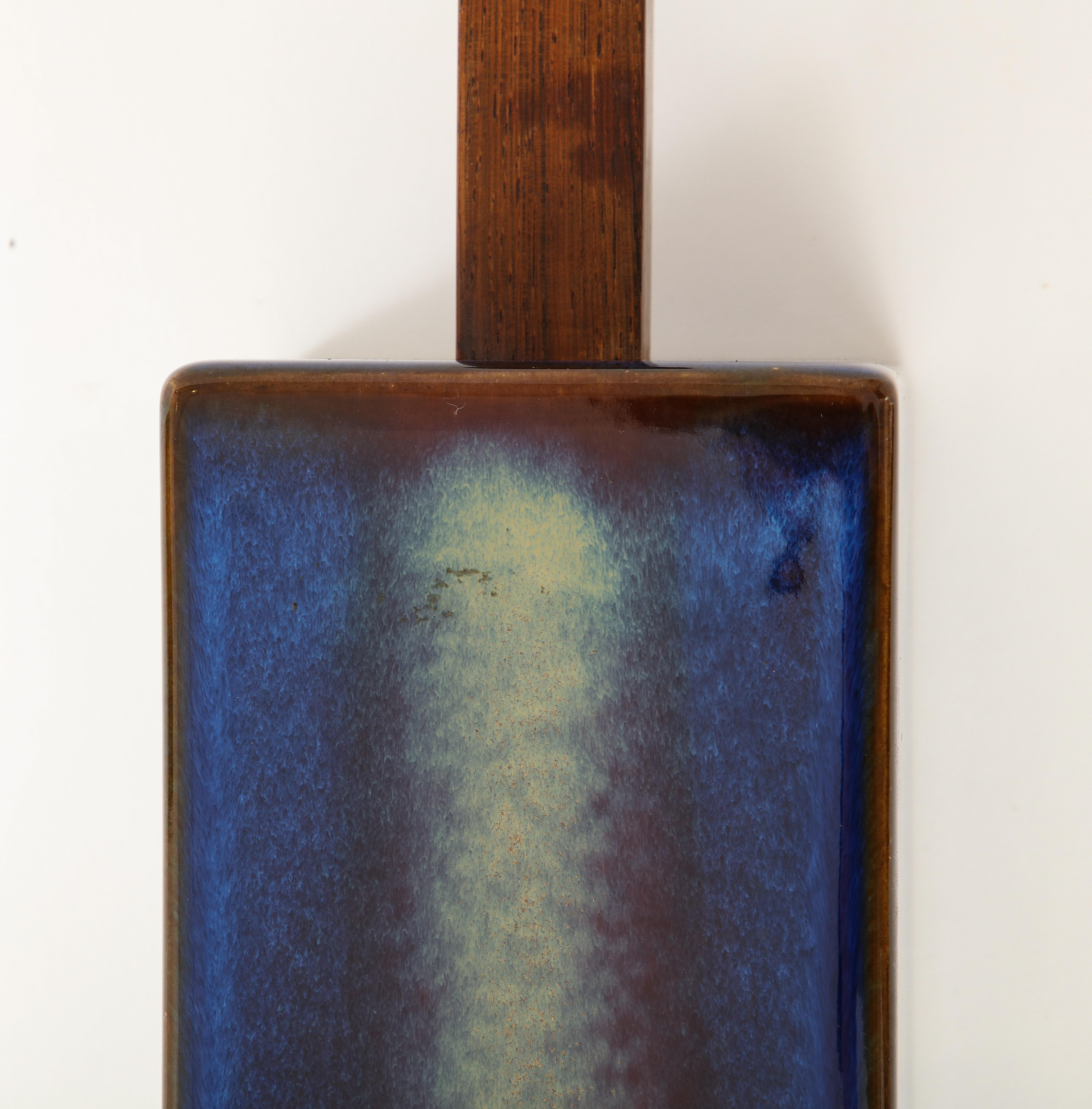 Danish Soholm Blue Lamp with Custom Shade, c. 1960 5