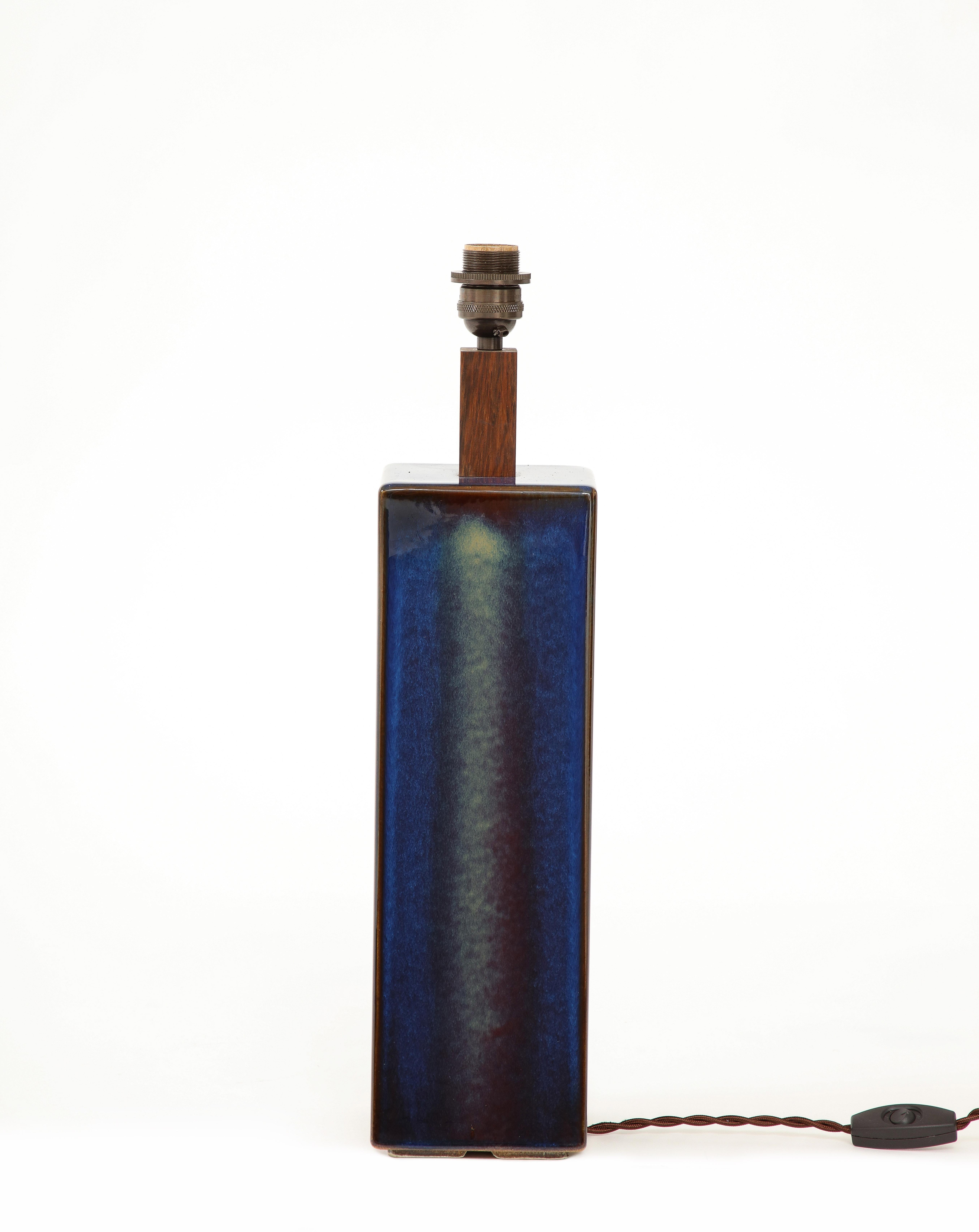 Danish Soholm Blue Lamp with Custom Shade, c. 1960 1