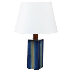 Danish Soholm Blue Lamp with Custom Shade, c. 1960