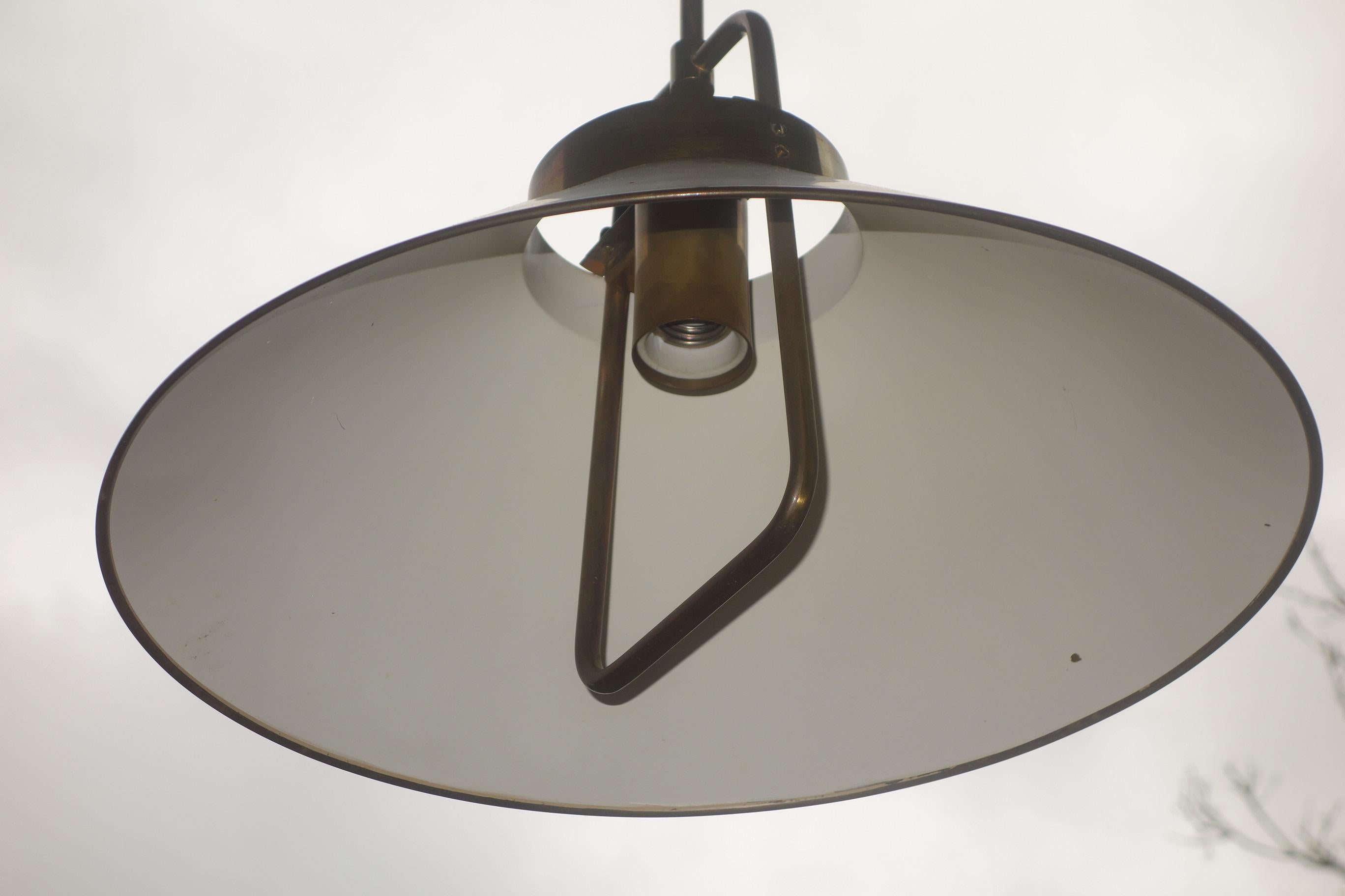 Modern Danish Solid Brass Light with Hoist, Fritz Schlegel For Sale