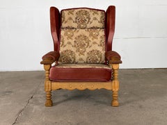 Danish Solid Oak Wingback Armchair, Henning Kjærnulf, 1960s