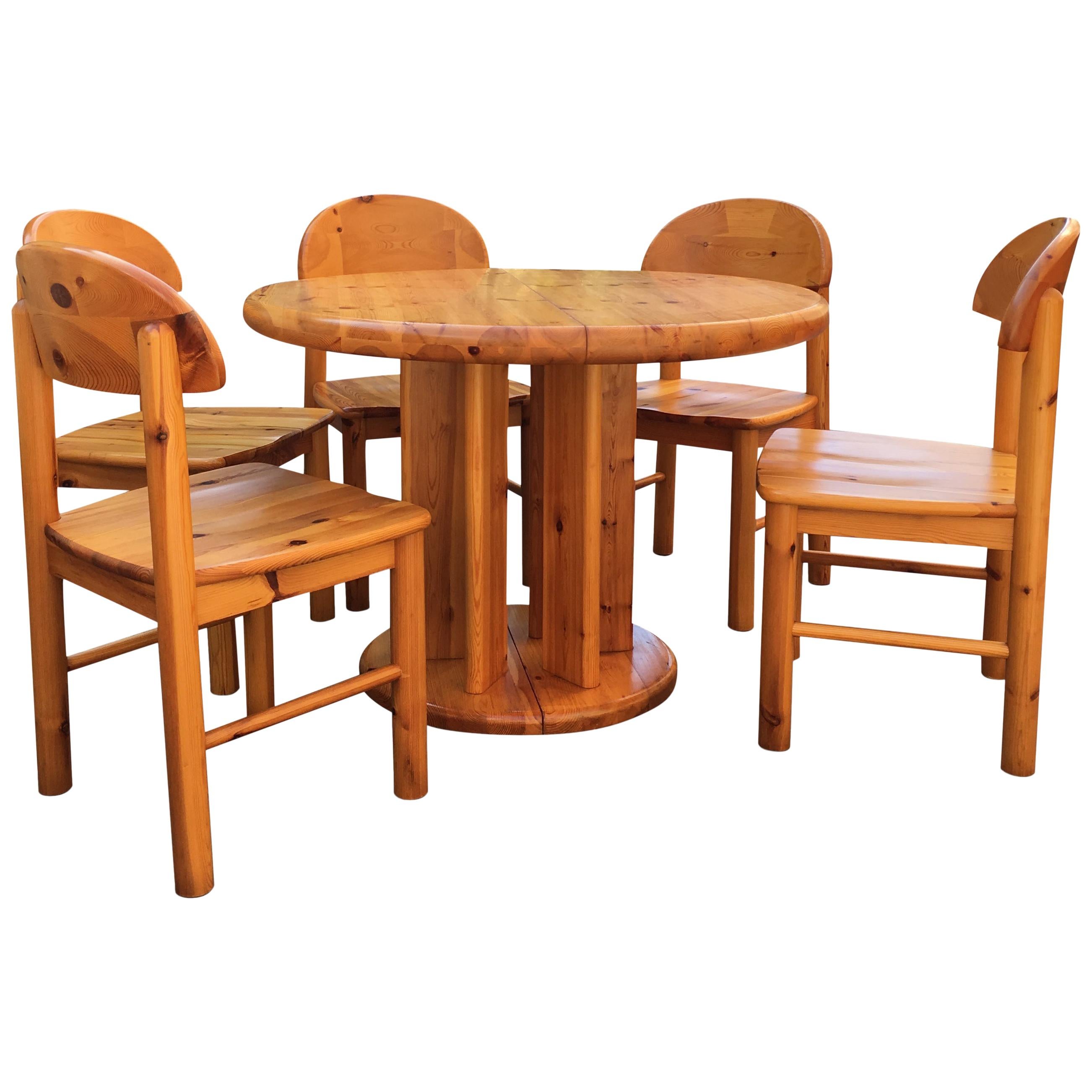 Danish Solid Pine Extension Dining Set by Rainer Daumiller for Hirtshals Sawmil For Sale