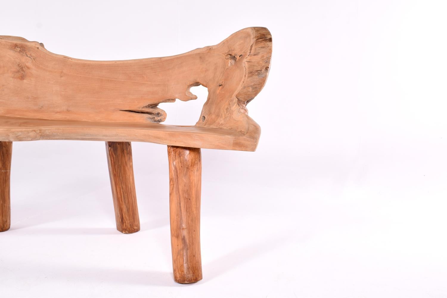 Danish Solid Polished Teak Root Bench, 1980s For Sale 2