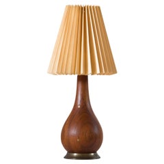 Danish solid teak and brass table lamp