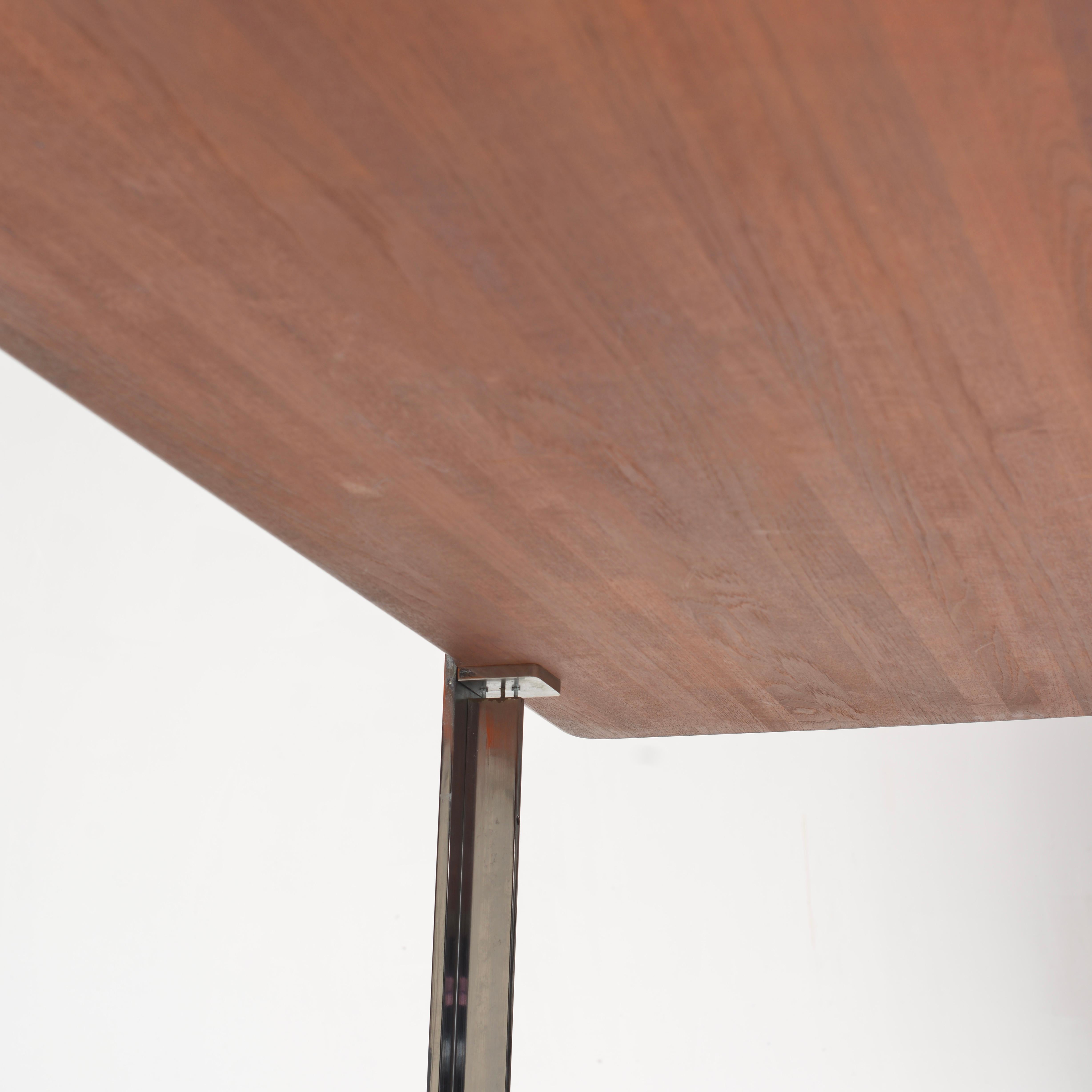 Danish Solid Teak and Chrome Table For Sale 7