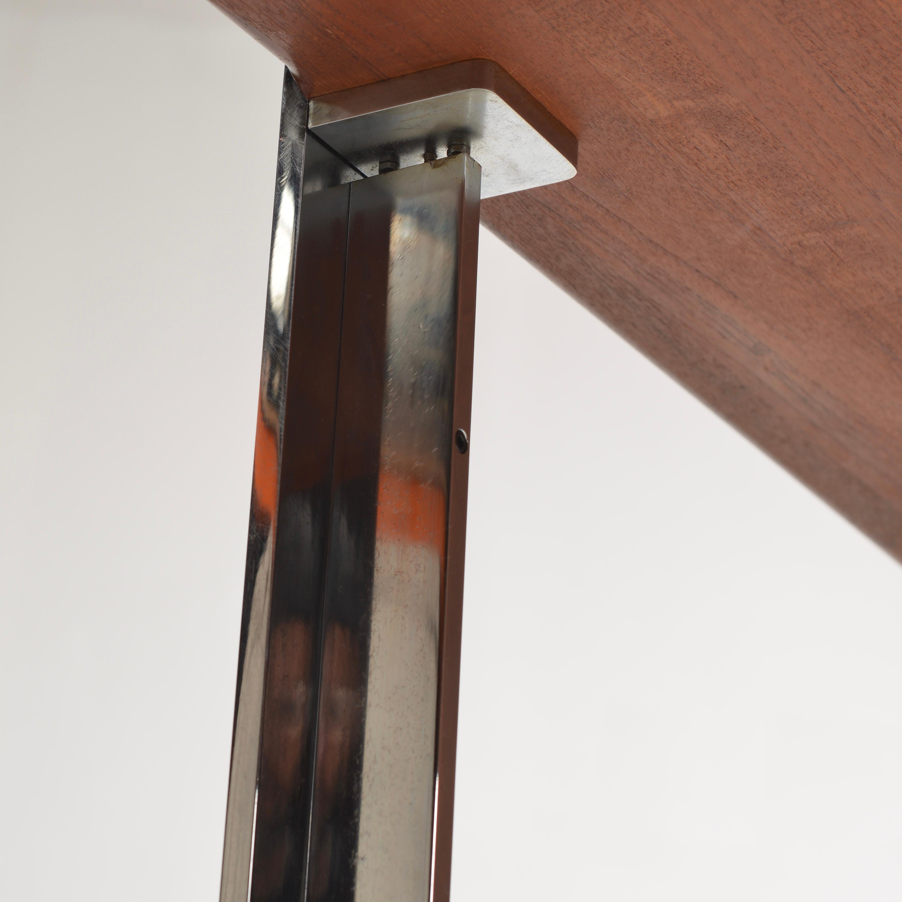 Danish Solid Teak and Chrome Table For Sale 8