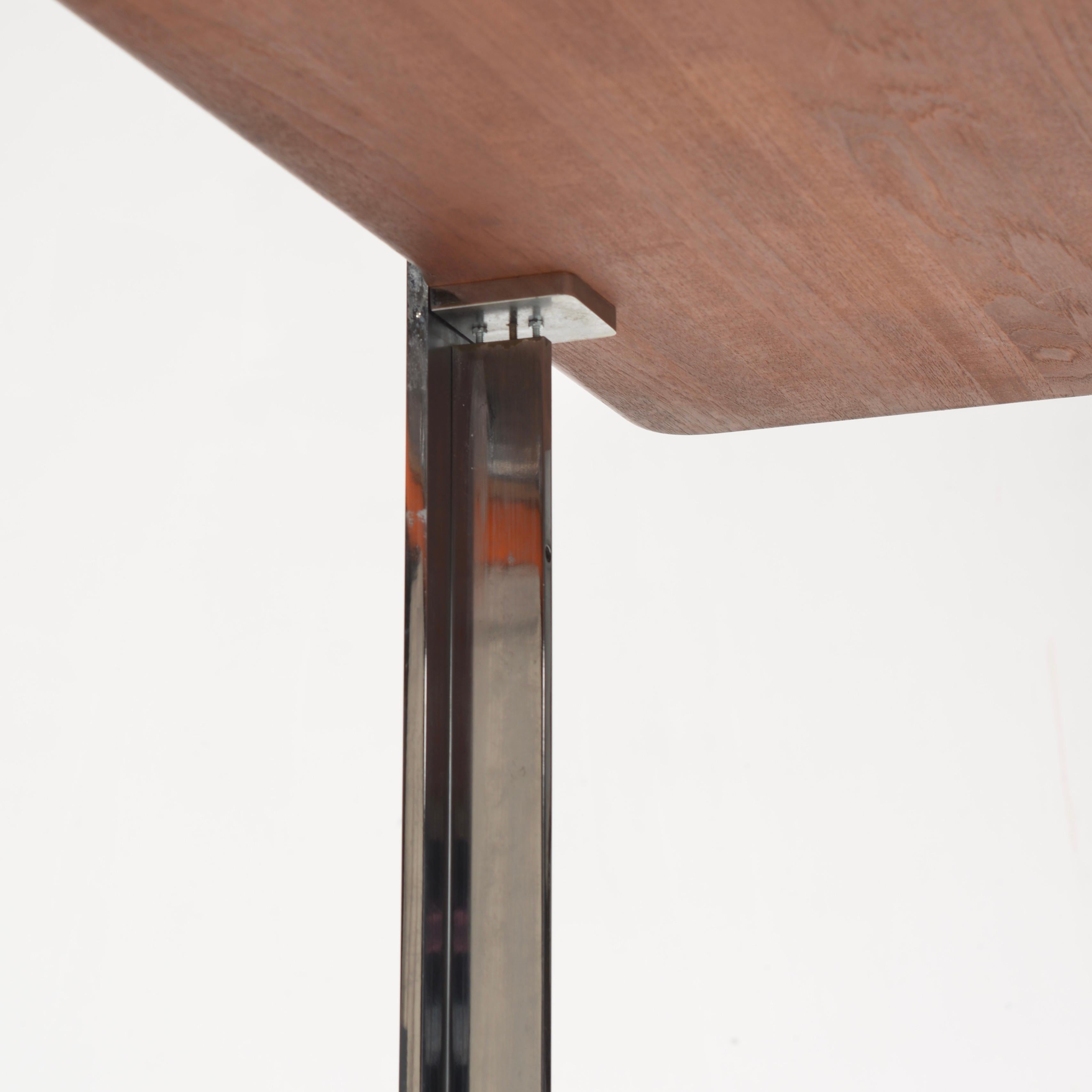 Danish Solid Teak and Chrome Table For Sale 9