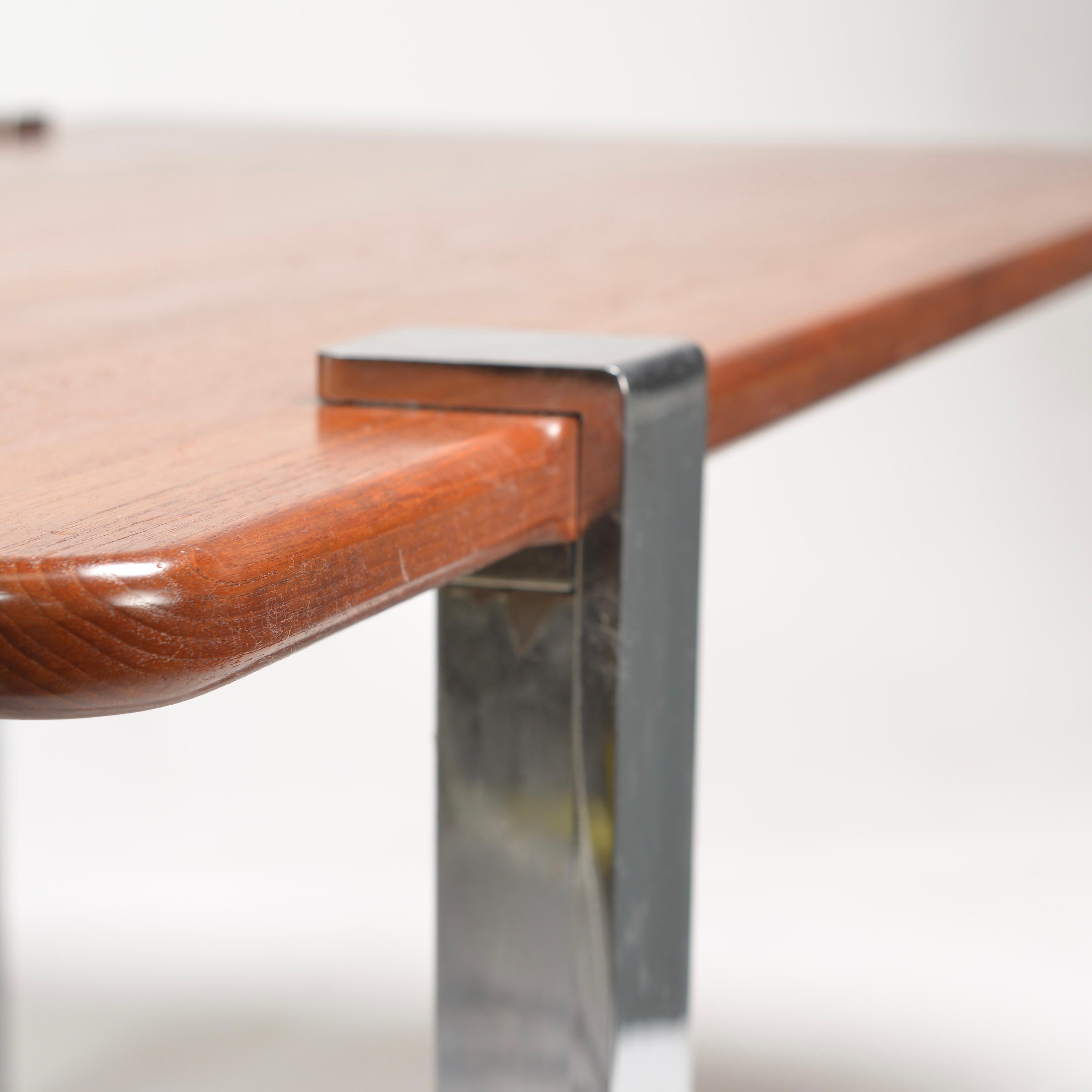 Danish Solid Teak and Chrome Table For Sale 10