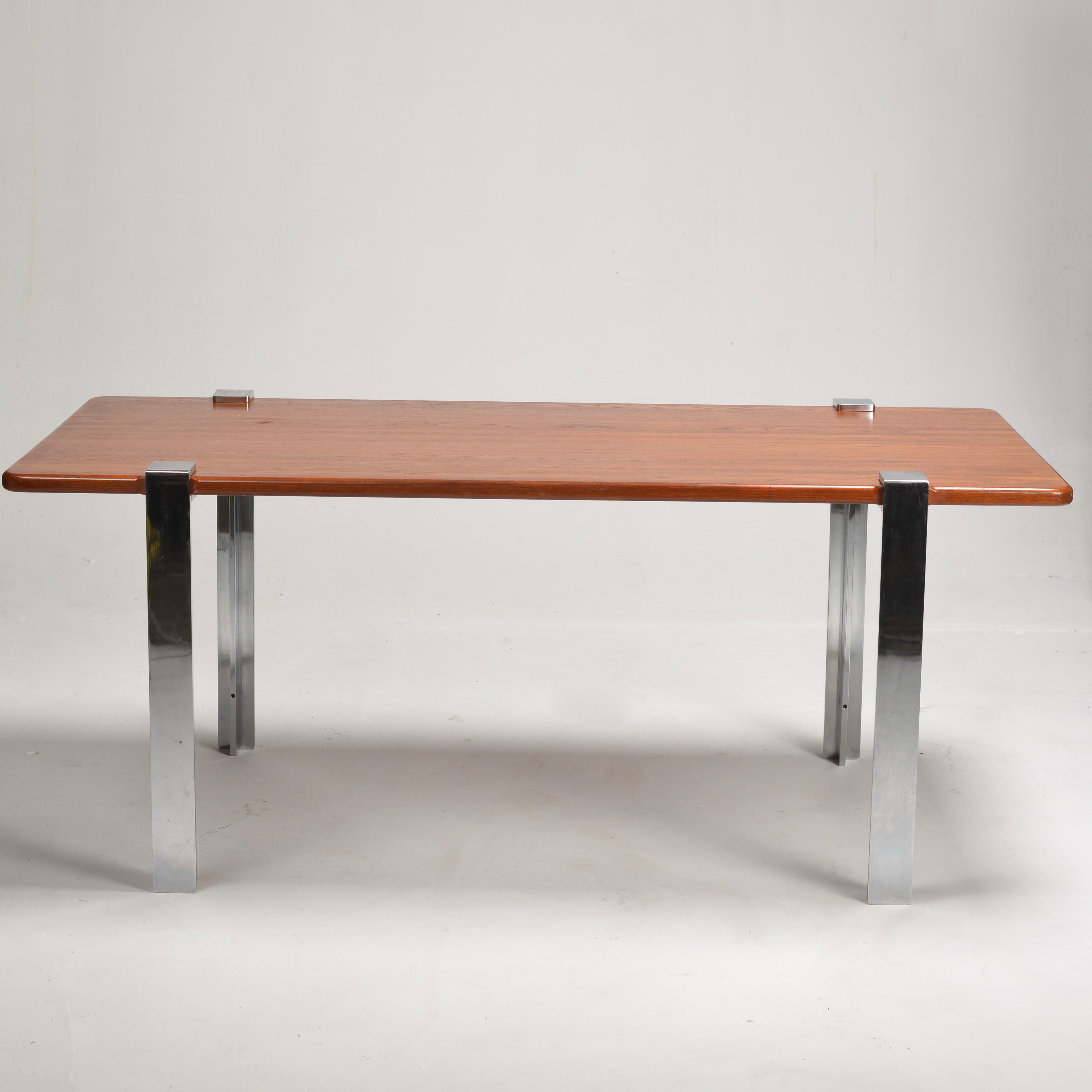 Danish Solid Teak and Chrome Table For Sale 12