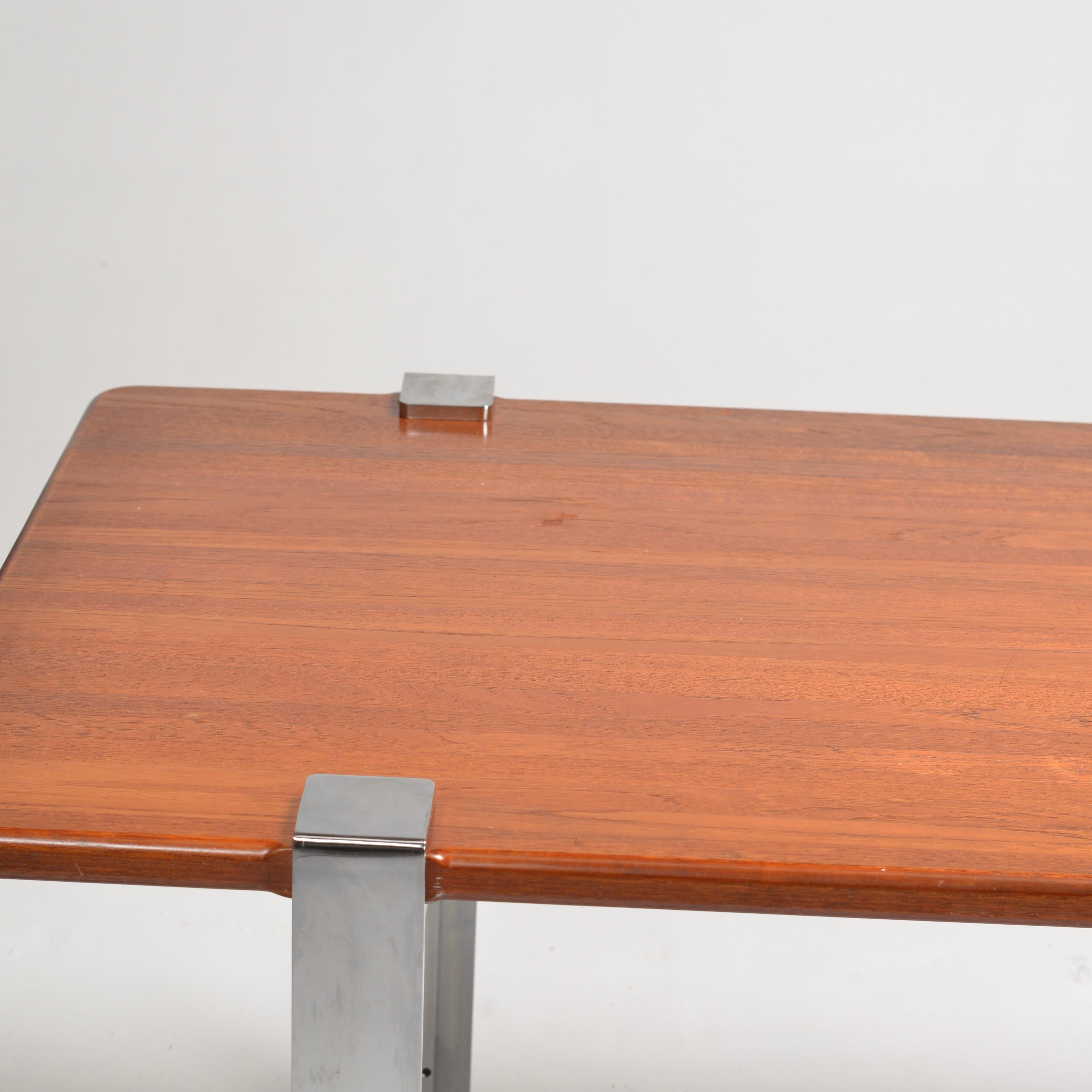 Danish Solid Teak and Chrome Table For Sale 13