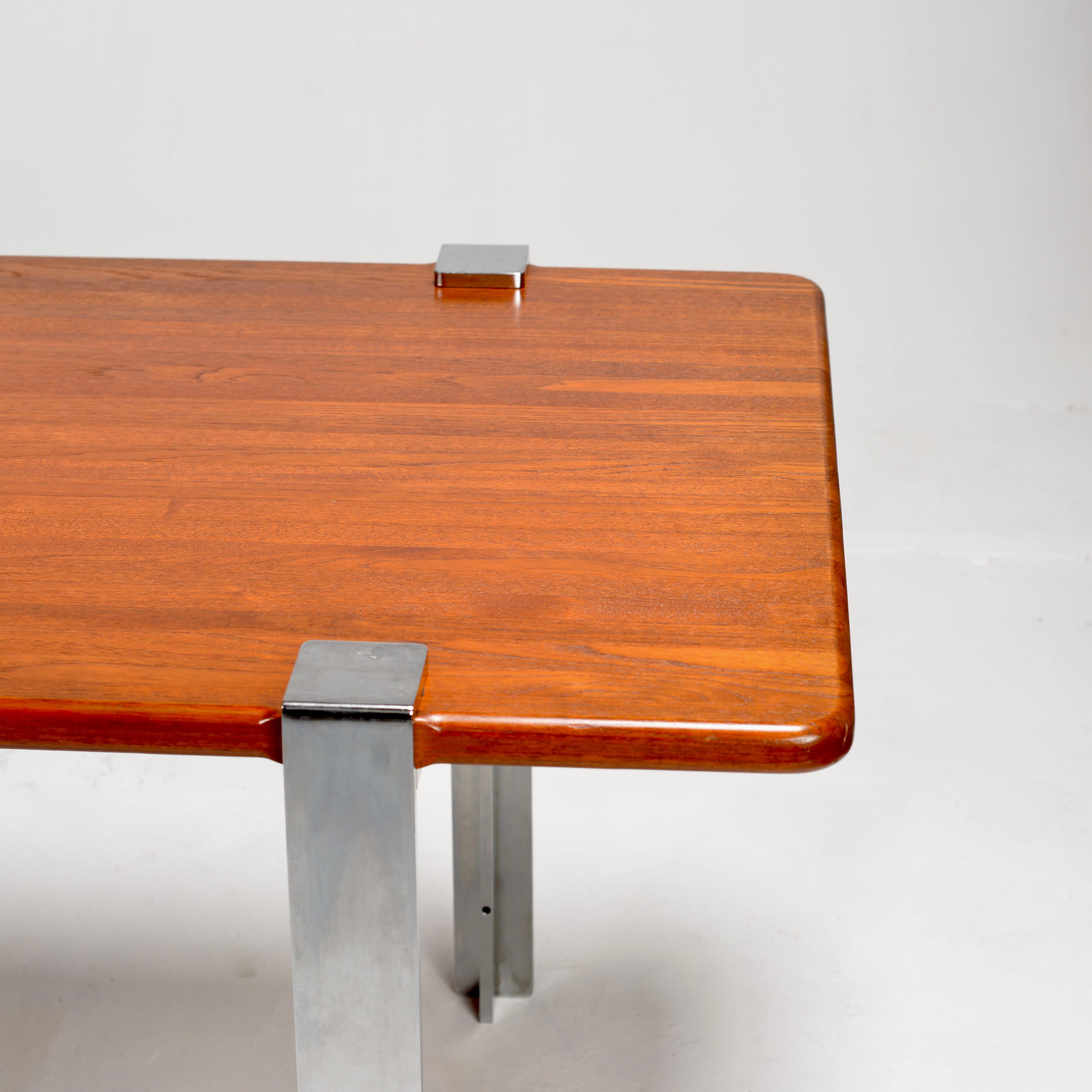 Danish Solid Teak and Chrome Table For Sale 14