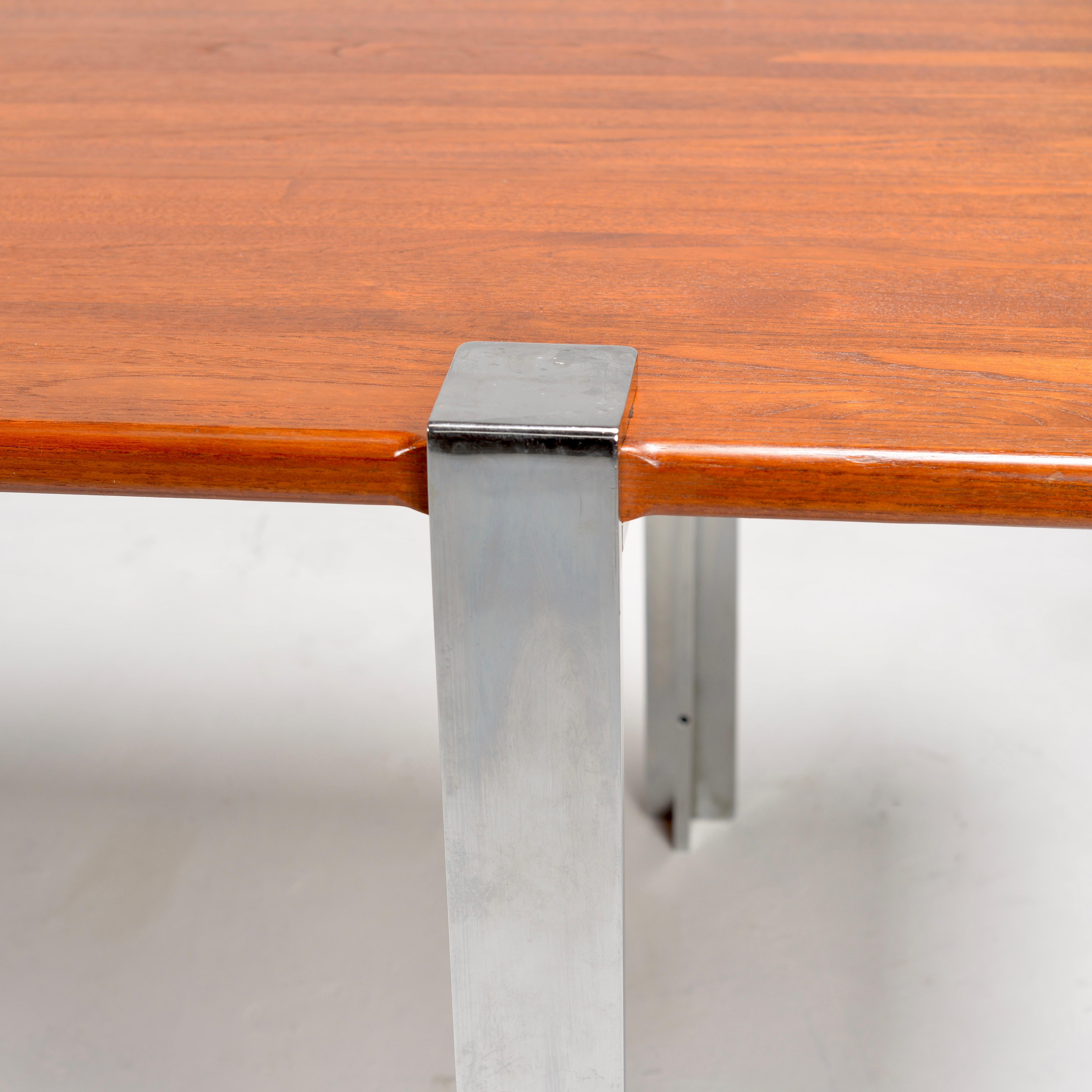 Danish Solid Teak and Chrome Table For Sale 15