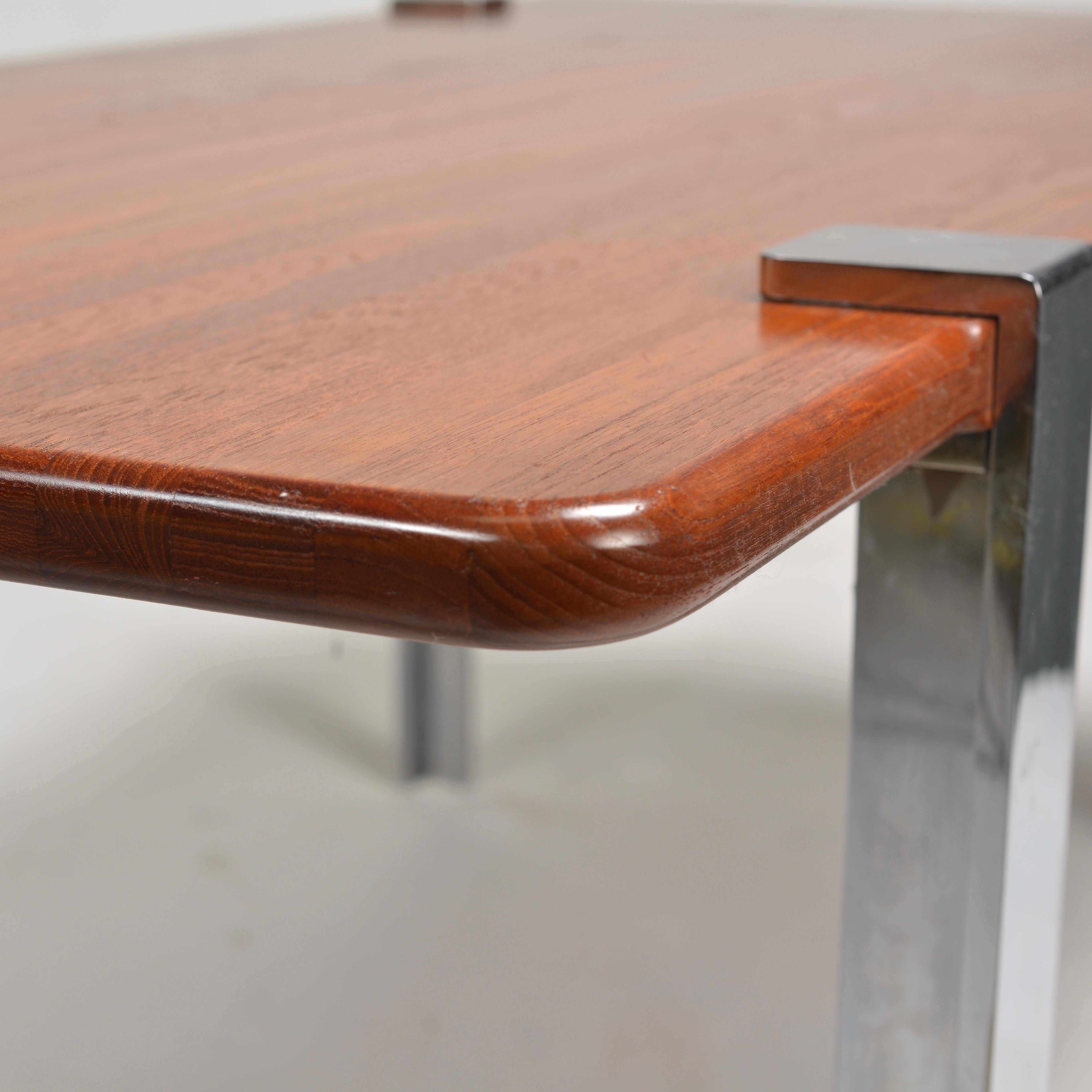 Danish Solid Teak and Chrome Table For Sale 3
