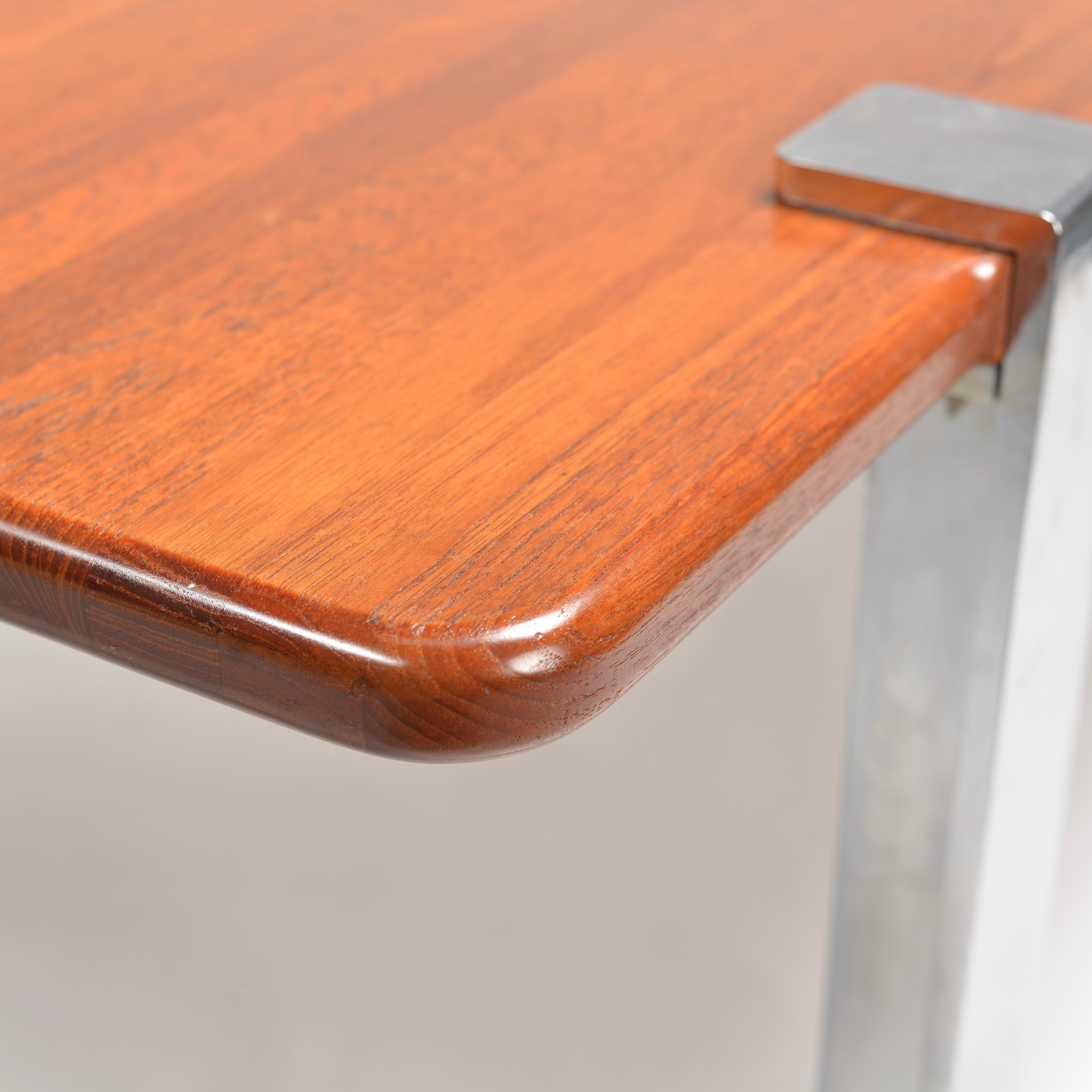 Danish Solid Teak and Chrome Table For Sale 4