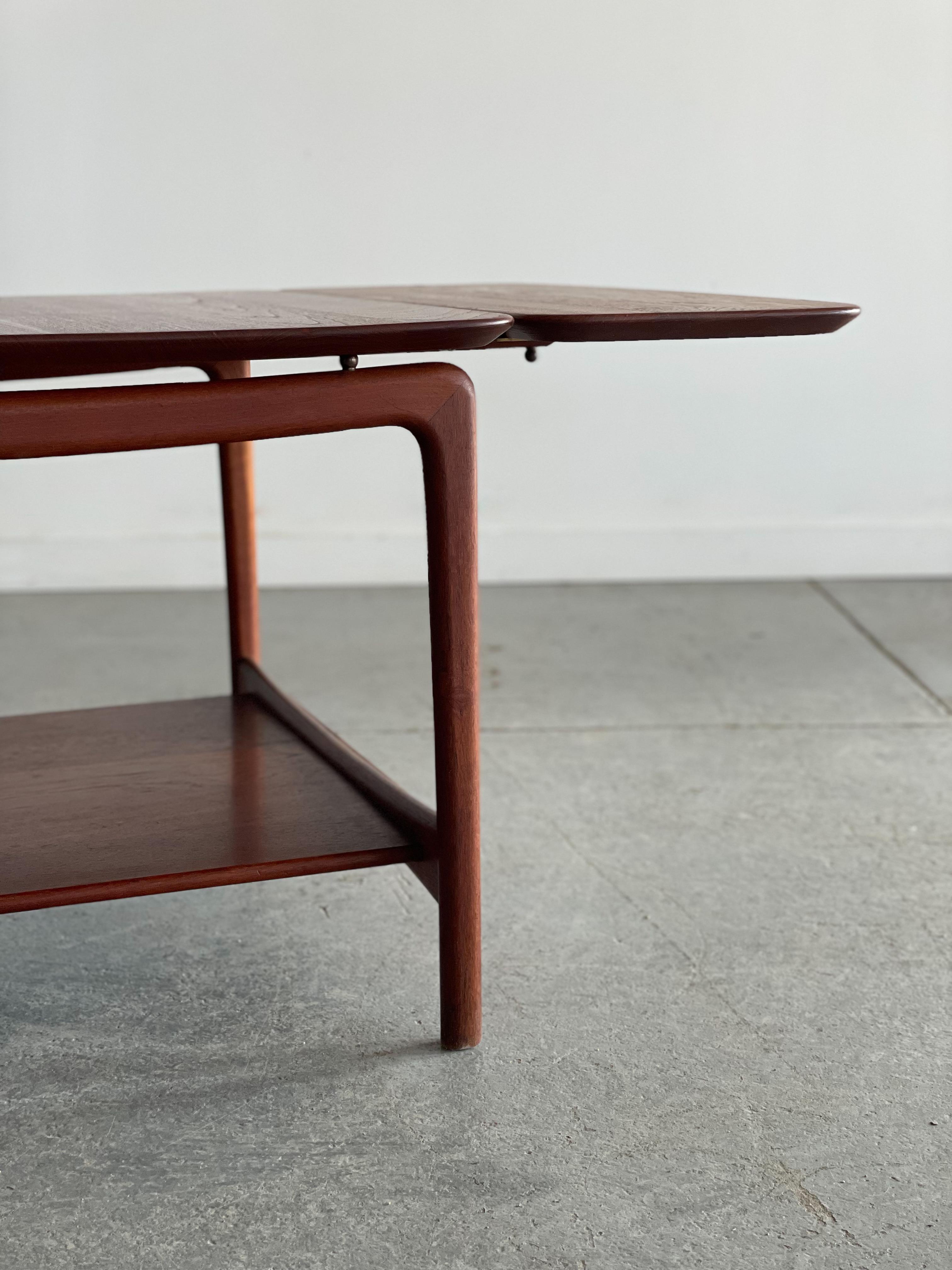 Table basse danoise à abattants en teck massif de Peter Hvidt pour France and Son en vente 1
