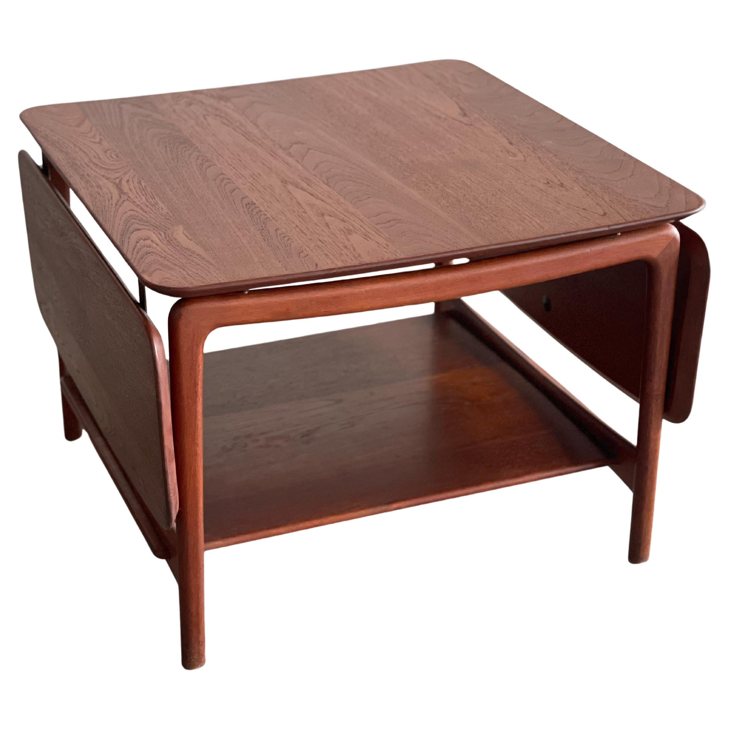 Table basse danoise à abattants en teck massif de Peter Hvidt pour France and Son en vente
