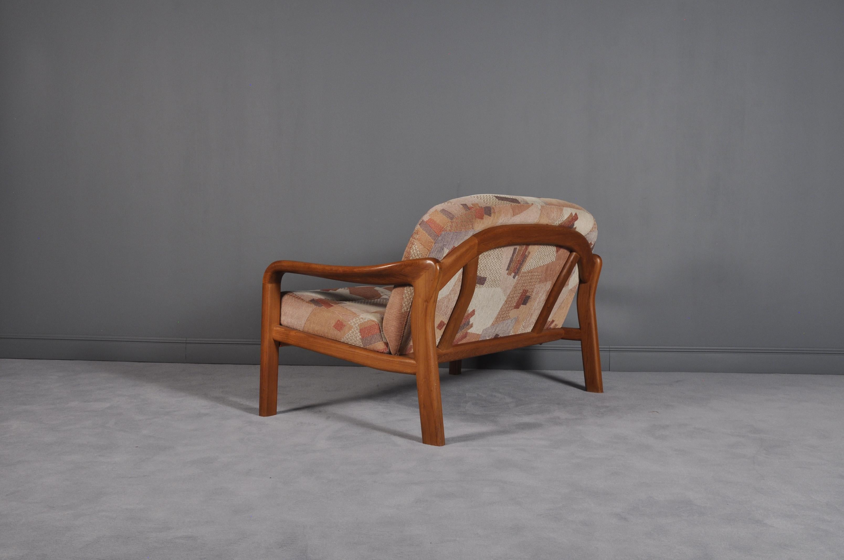 Fabric Danish Solid Teak Loveseat Made by Komfort, Denmark 1960s