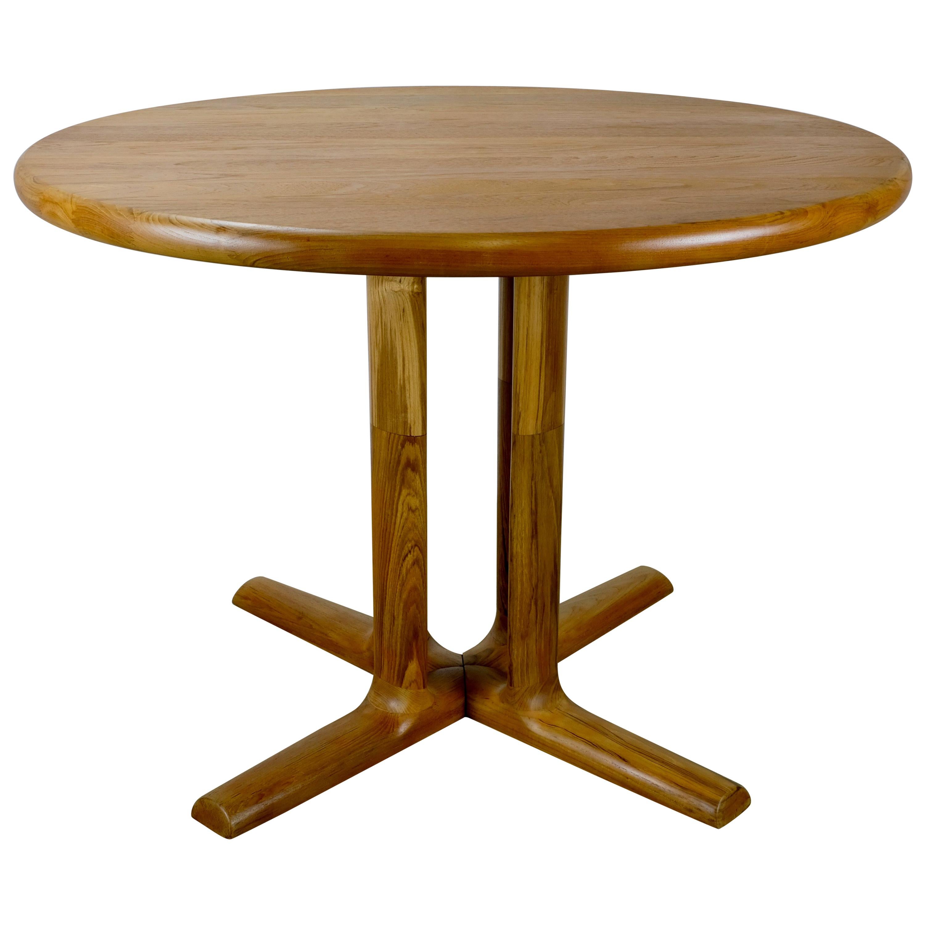 Danish Solid Teak Round Dining Table For Sale