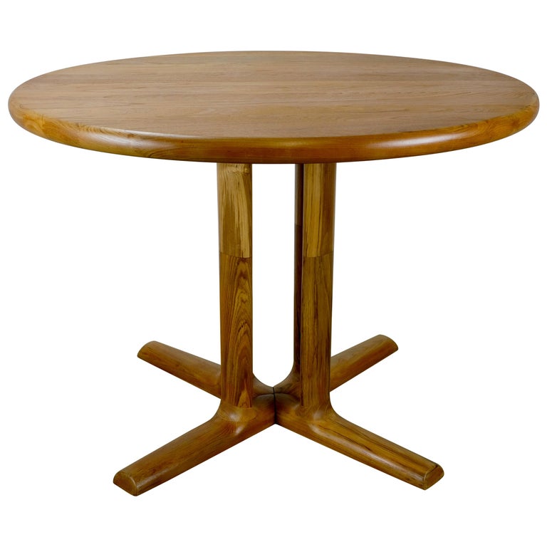 Danish Solid Teak Round Dining Table For Sale at 1stDibs