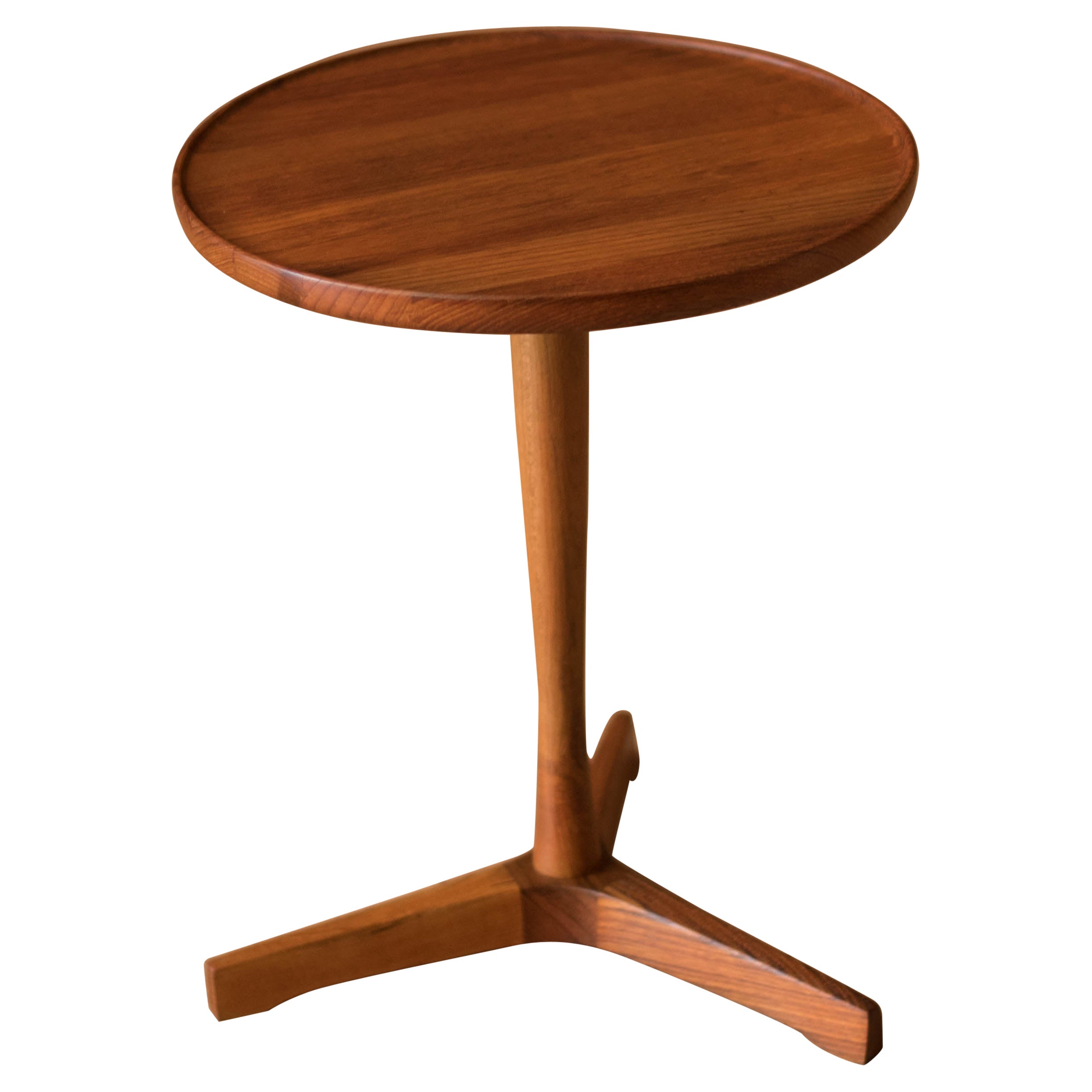 Danish Solid Teak Round Pedestal End Table by Hans C. Andersen for Artex