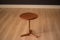 Danish Solid Teak Round Pedestal End Table by Hans C. Andersen for Artex