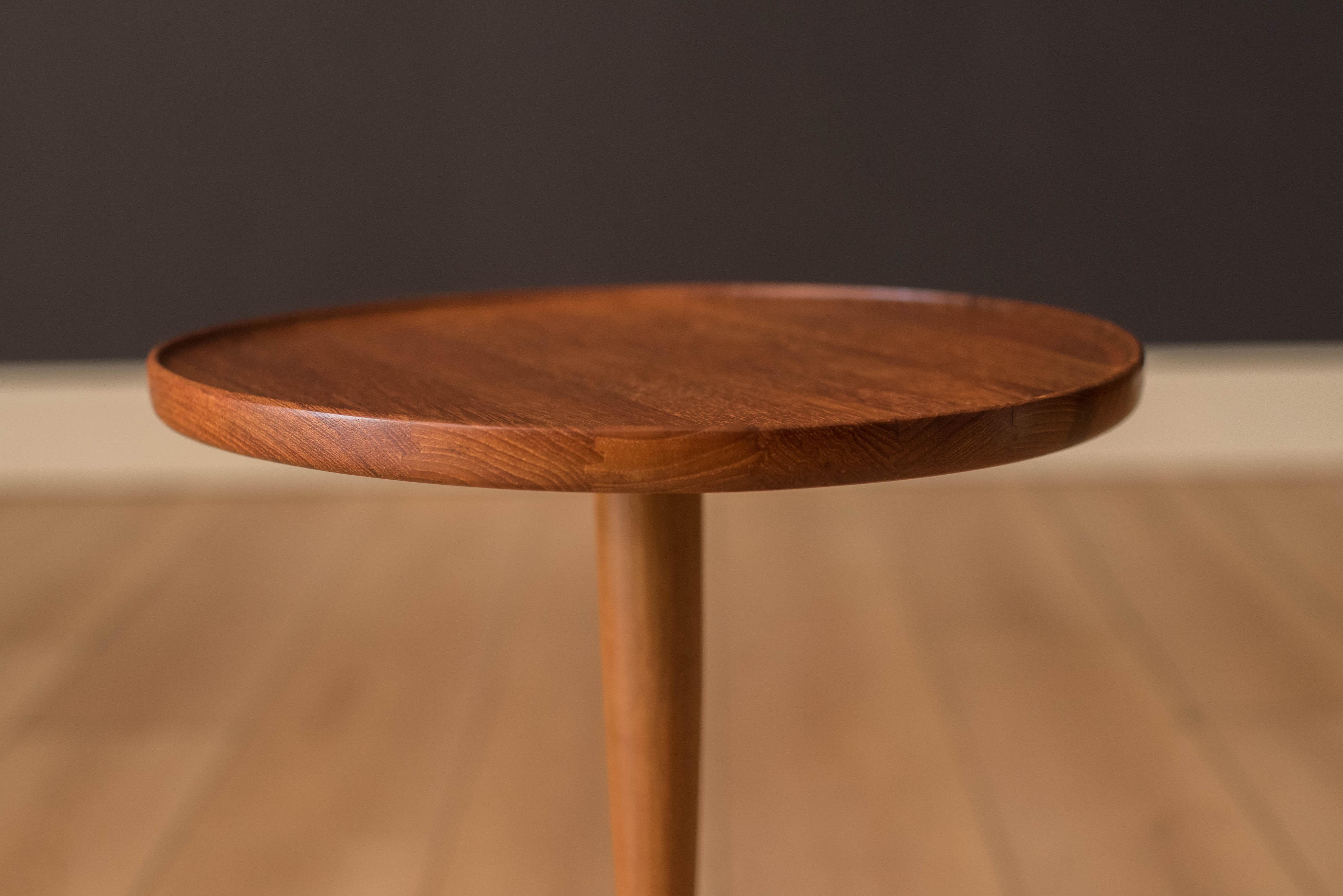 Mid-20th Century Danish Solid Teak Round Pedestal End Table by Hans C. Andersen for Artex