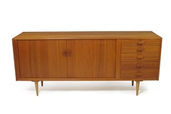 Danish Solid Teak Tambour Door Credenza