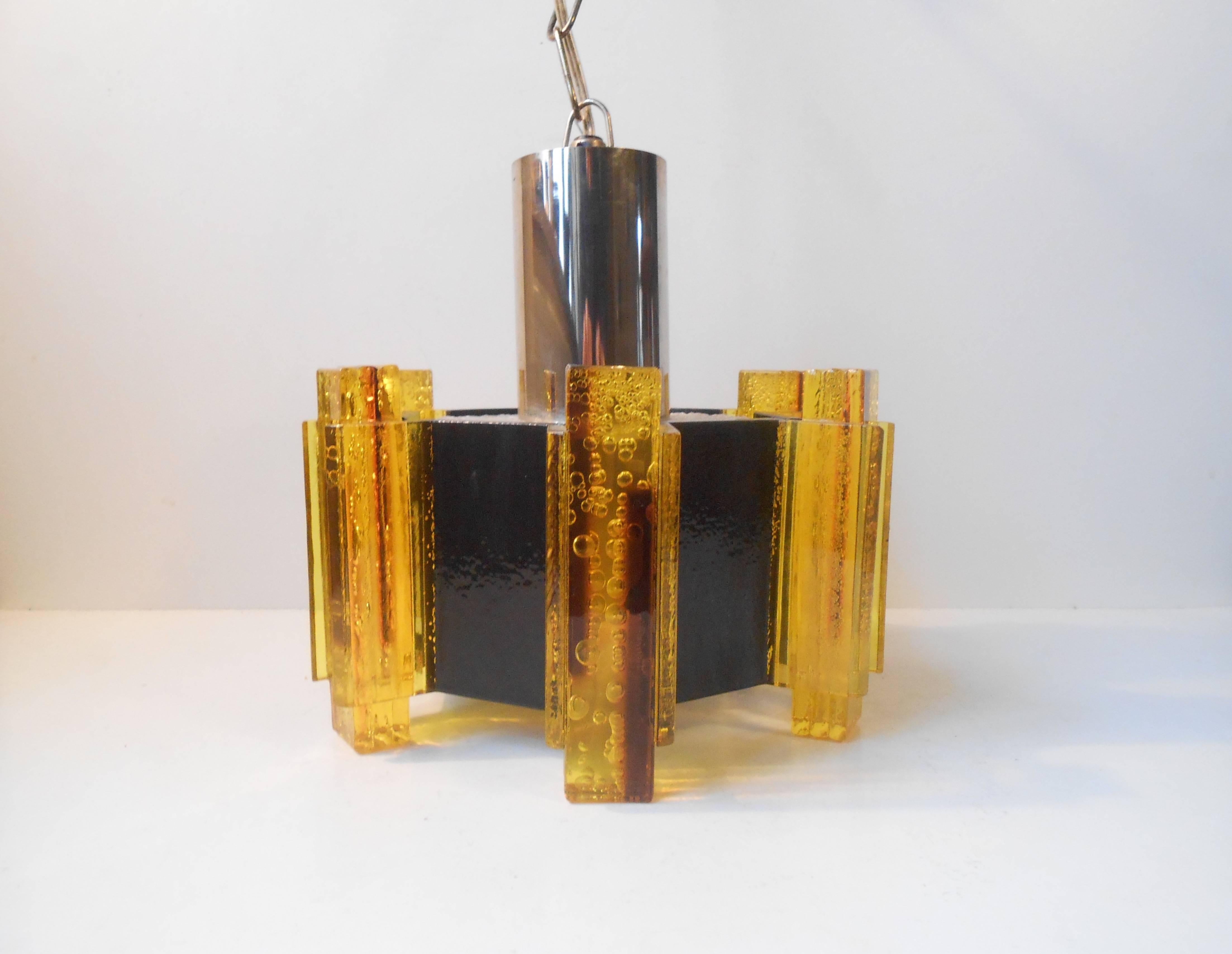 Polished Danish Space Age Ceiling Light by Claus Bolby for Cebo, 1970s For Sale