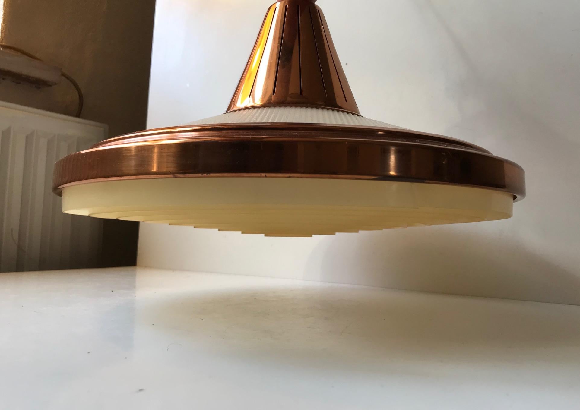 Danish Space Age Copper Ceiling Lamp from Vitrika, 1960s In Good Condition In Esbjerg, DK