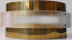 Danish Space Age 'Flying Saucer' Ceiling Lamp in Brass, Lyfa, 1970s