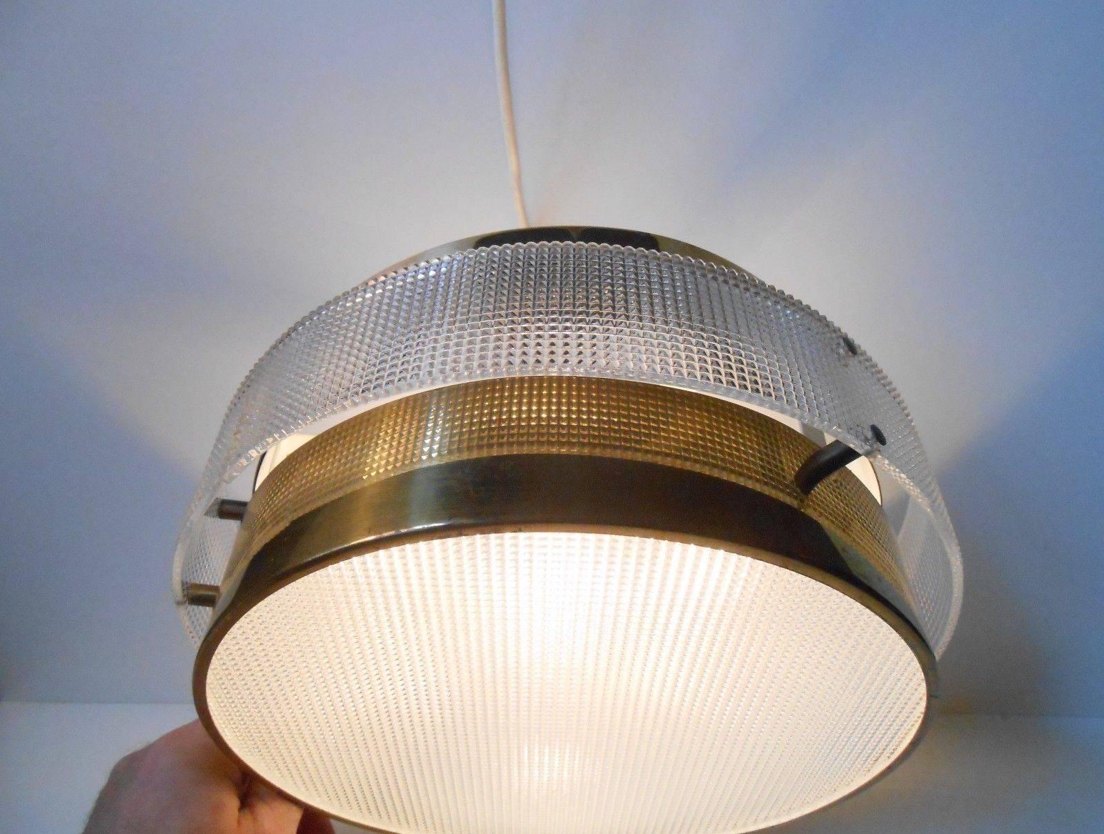 Mid-Century Modern Danish Space Age 'Flying Saucer' Ceiling Lamp in Brass, Lyfa, 1970s