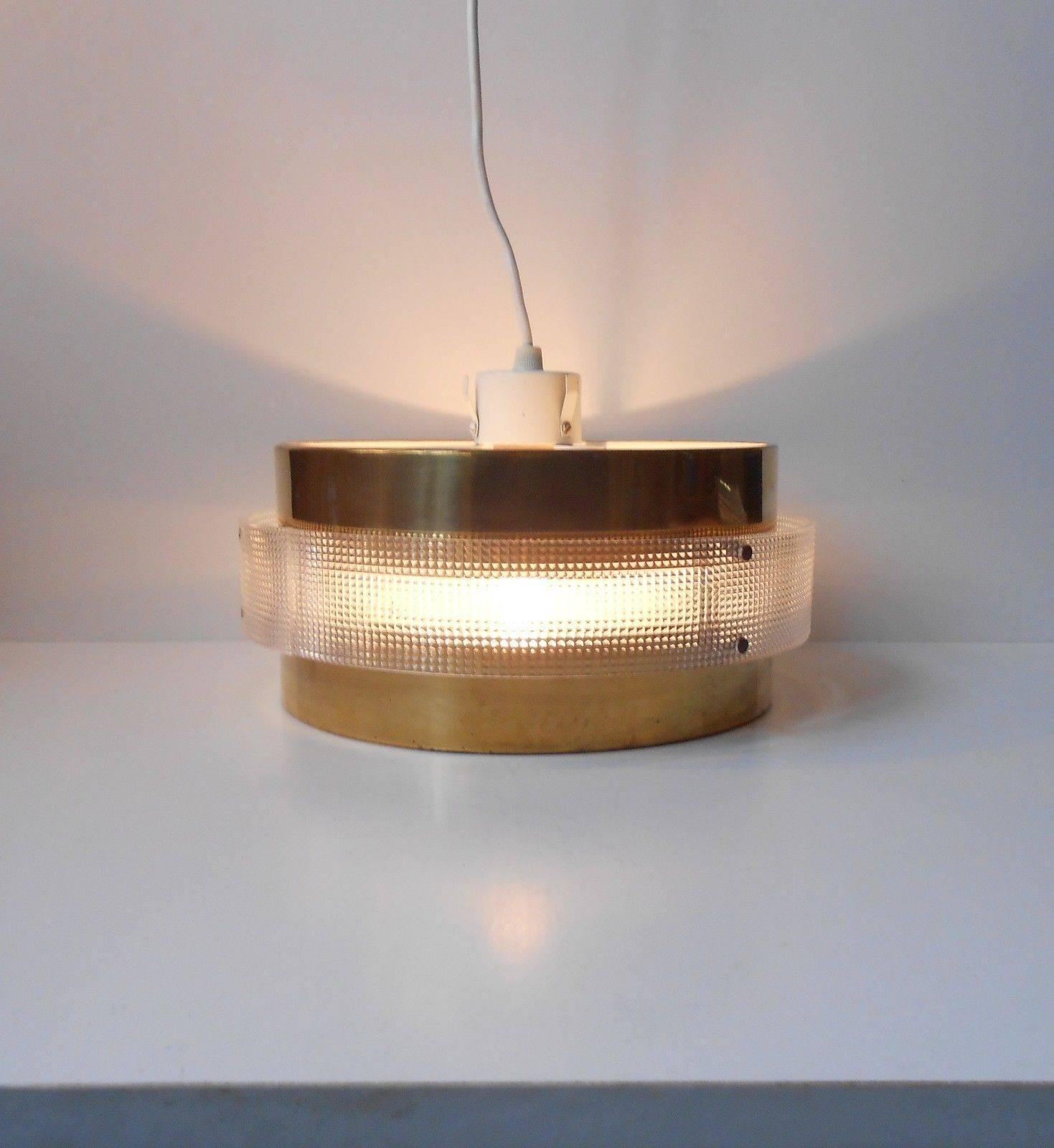 Danish Space Age 'Flying Saucer' Ceiling Lamp in Brass, Lyfa, 1970s 1