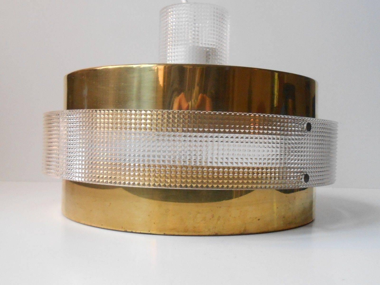 Danish Space Age 'Flying Saucer' Ceiling Lamp in Brass, Lyfa, 1970s 2