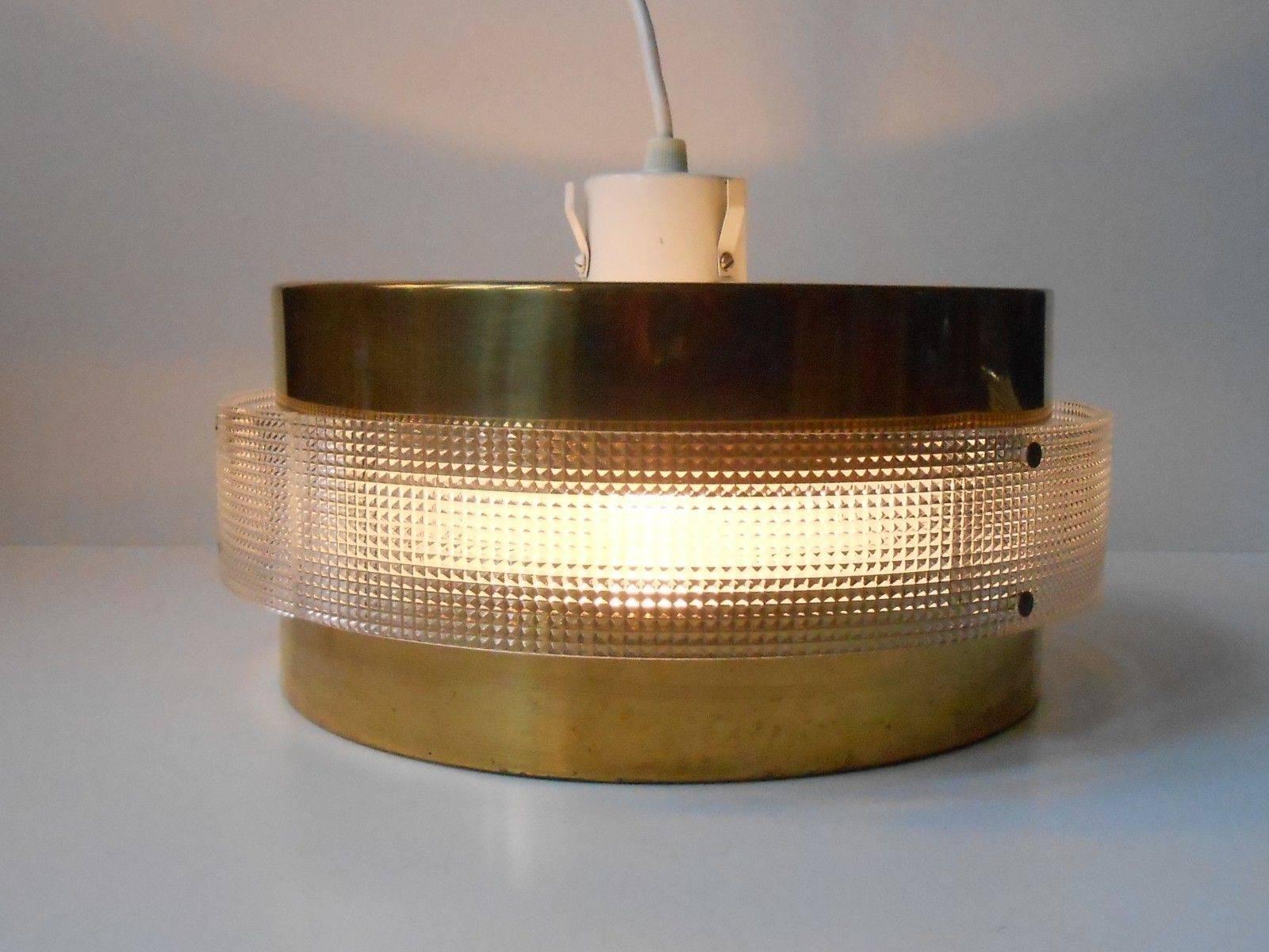 Danish Space Age 'Flying Saucer' Ceiling Lamp in Brass, Lyfa, 1970s 3