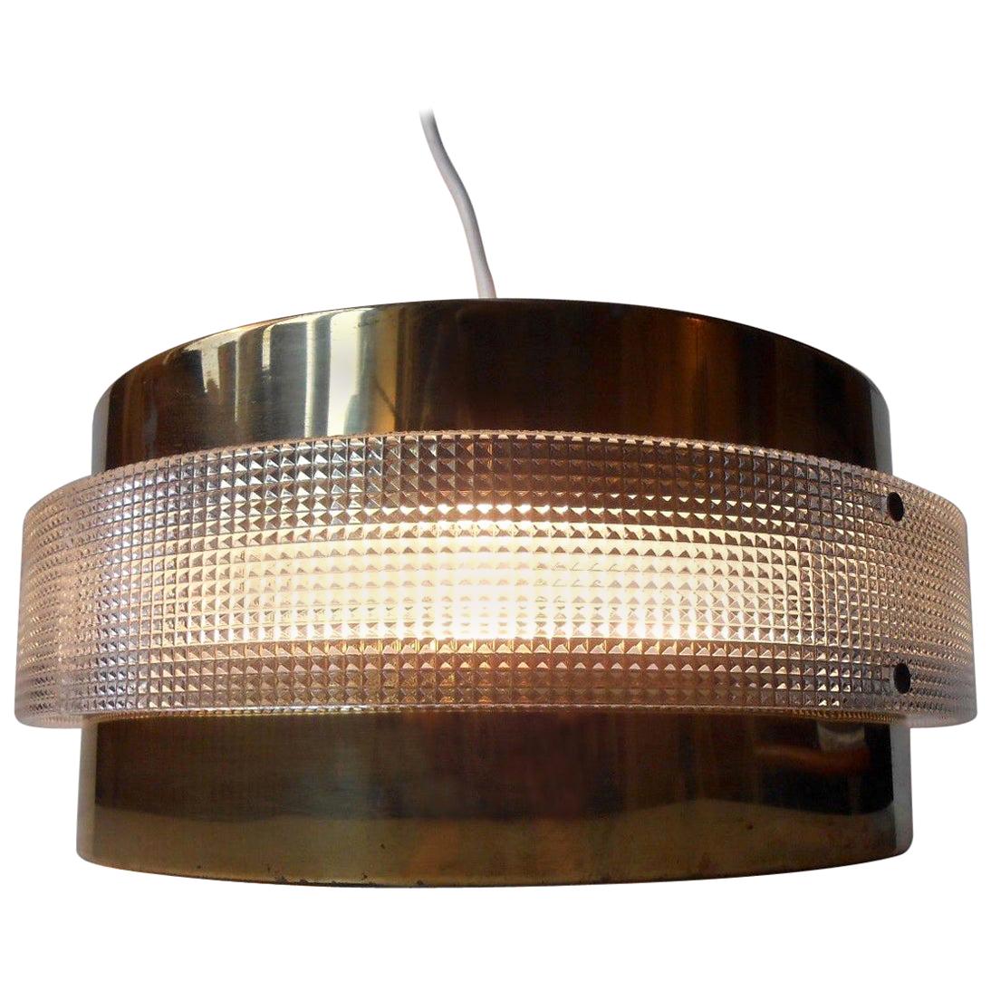 Danish Space Age 'Flying Saucer' Ceiling Lamp in Brass, Lyfa, 1970s