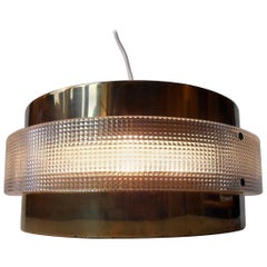 Danish Space Age 'Flying Saucer' Ceiling Lamp in Brass, Lyfa, 1970s