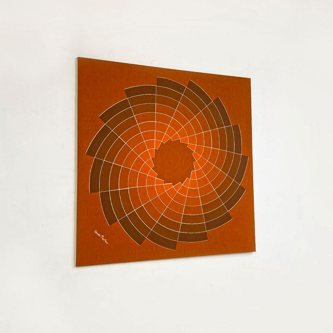 Danish Space Age Kinetic Brown, Orange and White Canvas by Verner Panton, 1970s 6