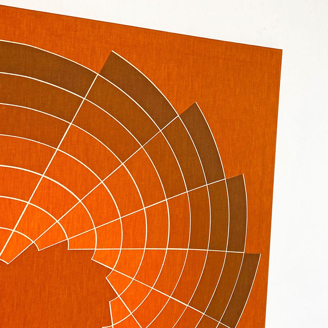 Danish Space Age Kinetic Brown, Orange and White Canvas by Verner Panton, 1970s 2