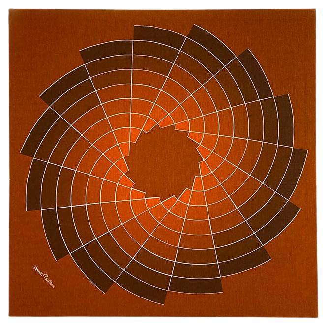 Danish Space Age Kinetic Brown, Orange and White Canvas by Verner Panton, 1970s