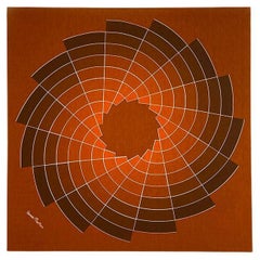 Danish Space Age Kinetic Brown, Orange and White Canvas by Verner Panton, 1970s