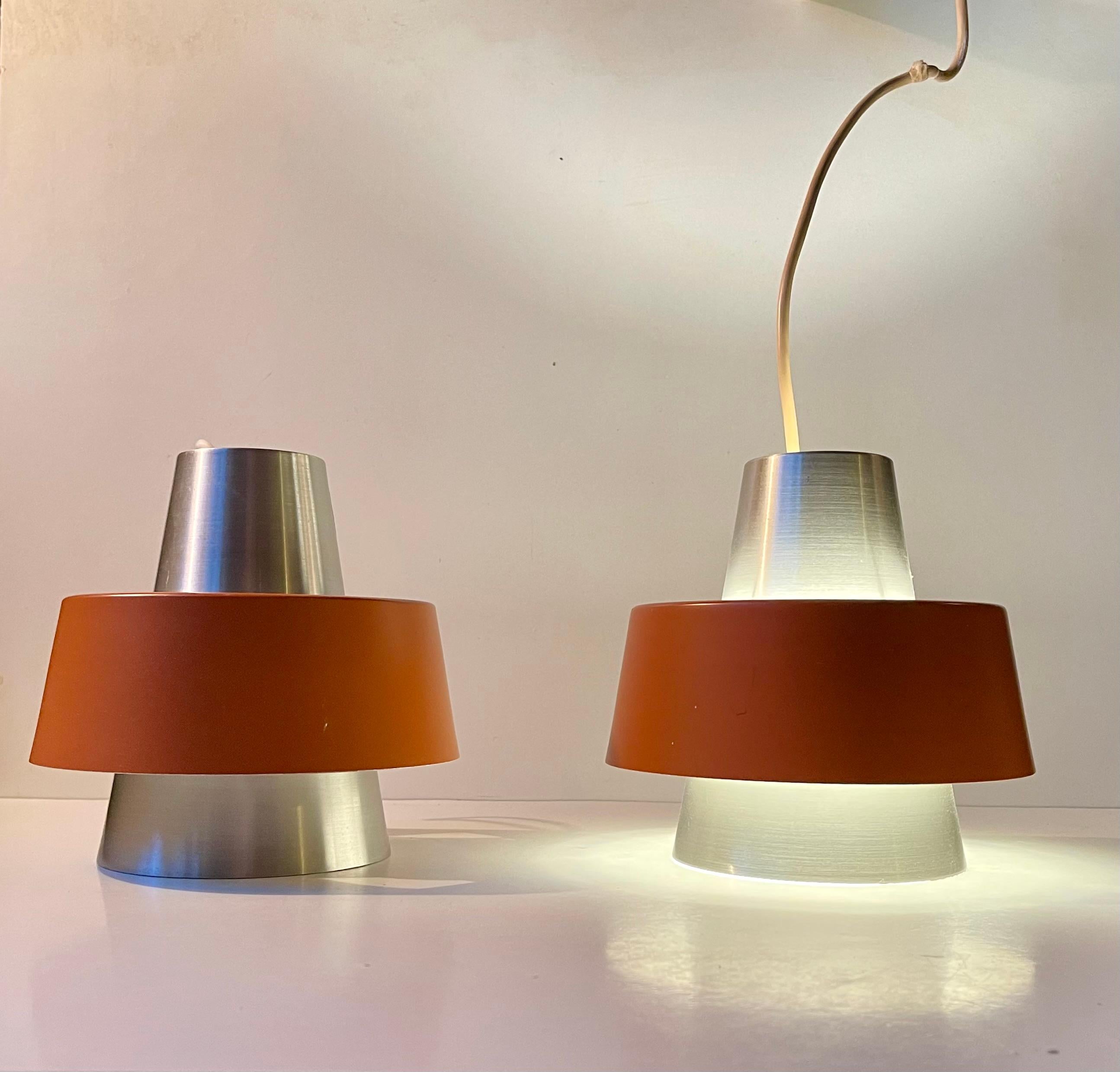 Mid-20th Century Danish Space Age Pendant Lights in Orange Aluminium by Nordisk Solar Company For Sale