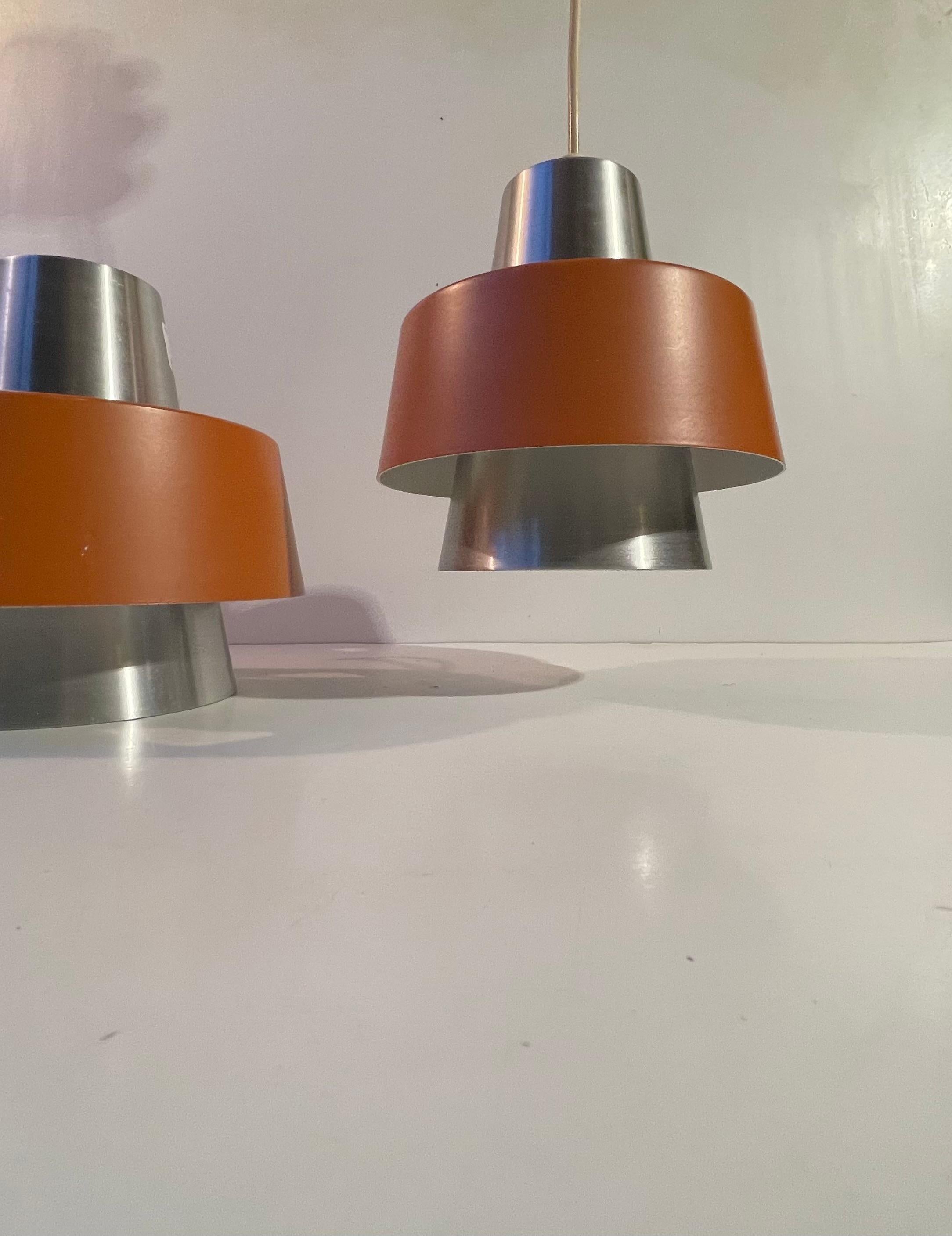 Danish Space Age Pendant Lights in Orange Aluminium by Nordisk Solar Company For Sale 2