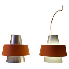 Dänische A Space Age Pendelleuchten aus orangefarbenem Aluminium von Nordisk Solar Company