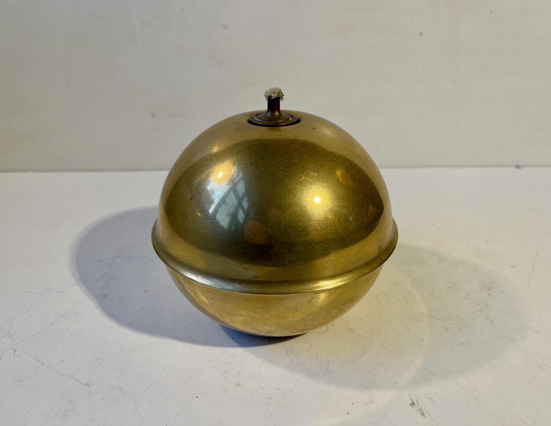 Mid-20th Century Danish Space Age Planet Oil Lamp in Brass, 1960s For Sale