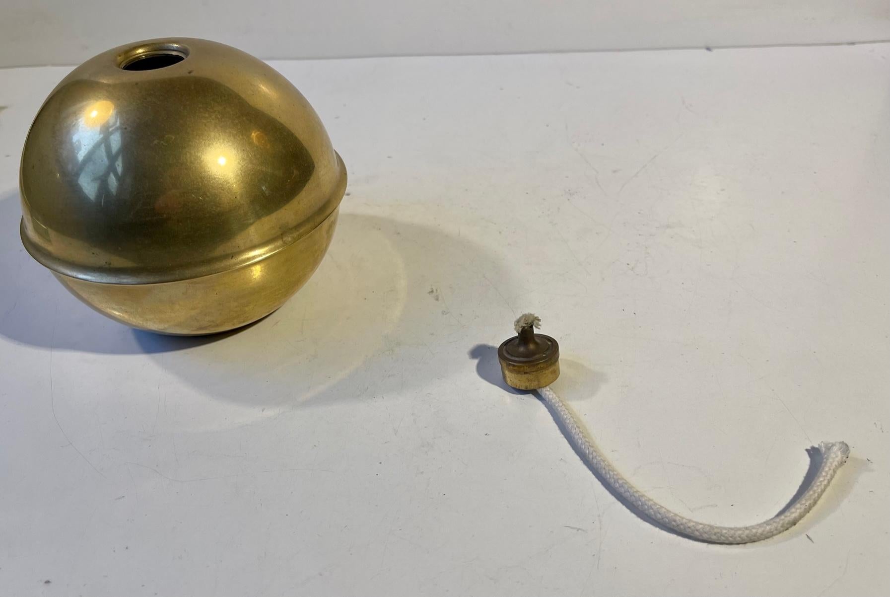 Danish Space Age Planet Oil Lamp in Brass, 1960s For Sale 1