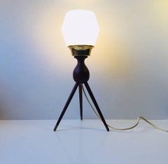 Danish Sputnik Table Lamp in Teak, Brass and Cut Glass, 1950s