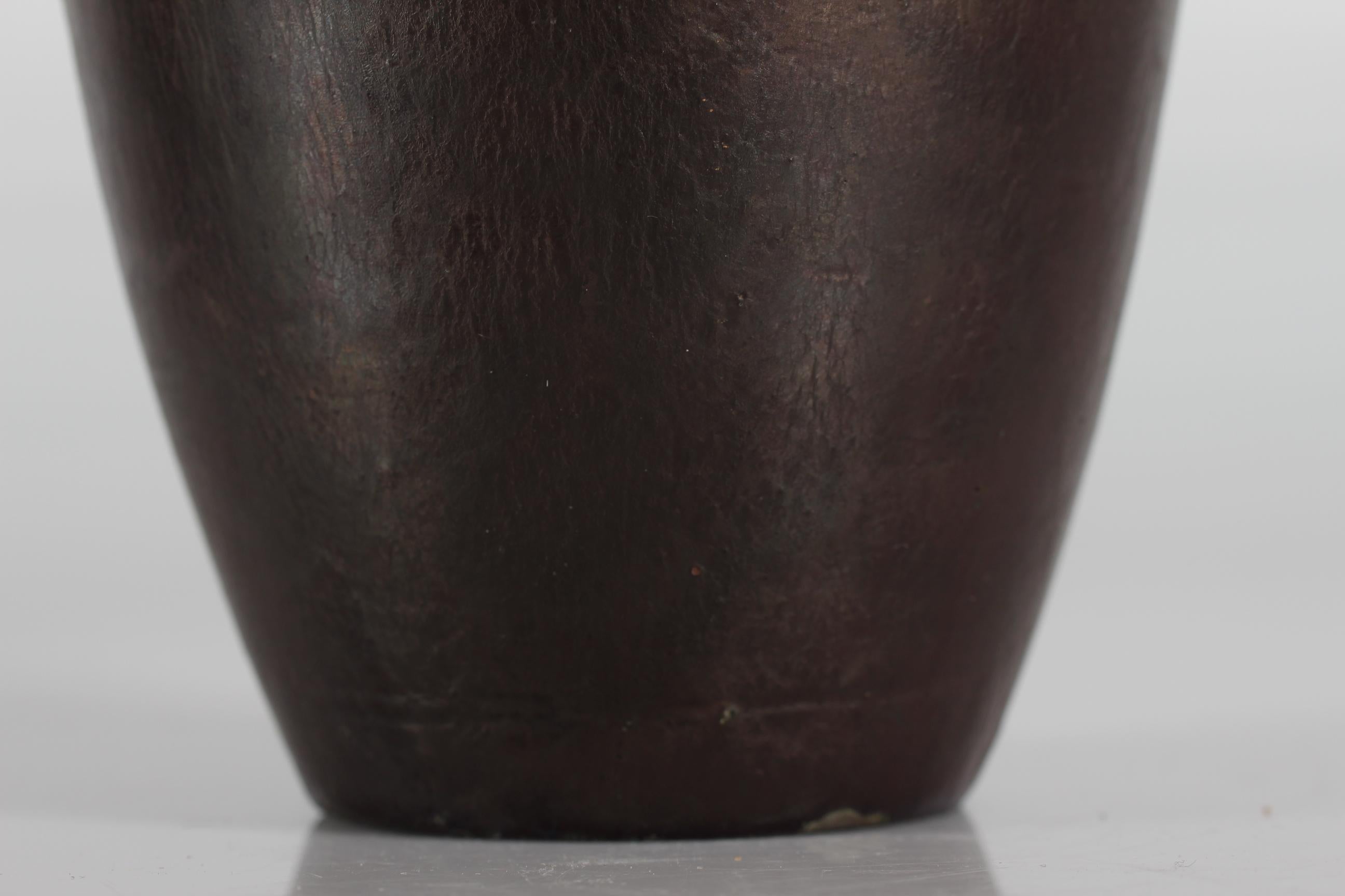 Mid-Century Modern Danish Søren Kongstand Ceramic Vase with Red Brown Lustre Glaze, Midcentury