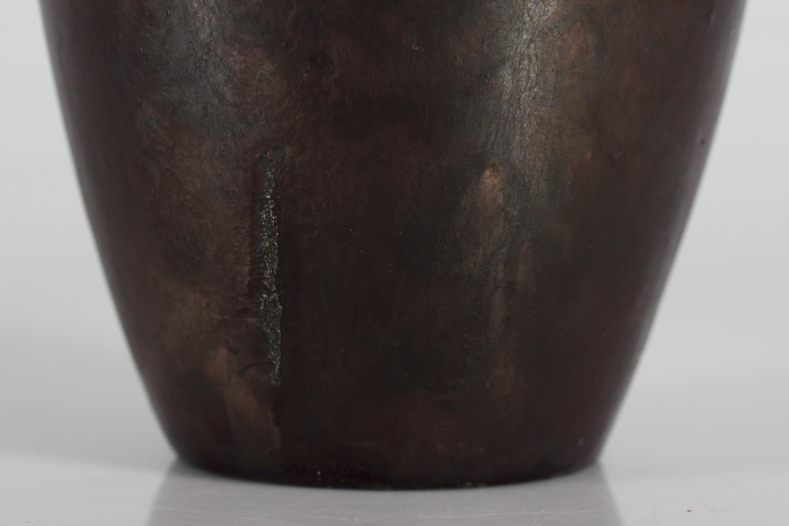 Danish Søren Kongstand Ceramic Vase with Red Brown Lustre Glaze, Midcentury In Good Condition In Aarhus C, DK