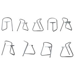Danish Stackable Chairs in Galvanized Steel by Erik Magnussen, Set of Nine
